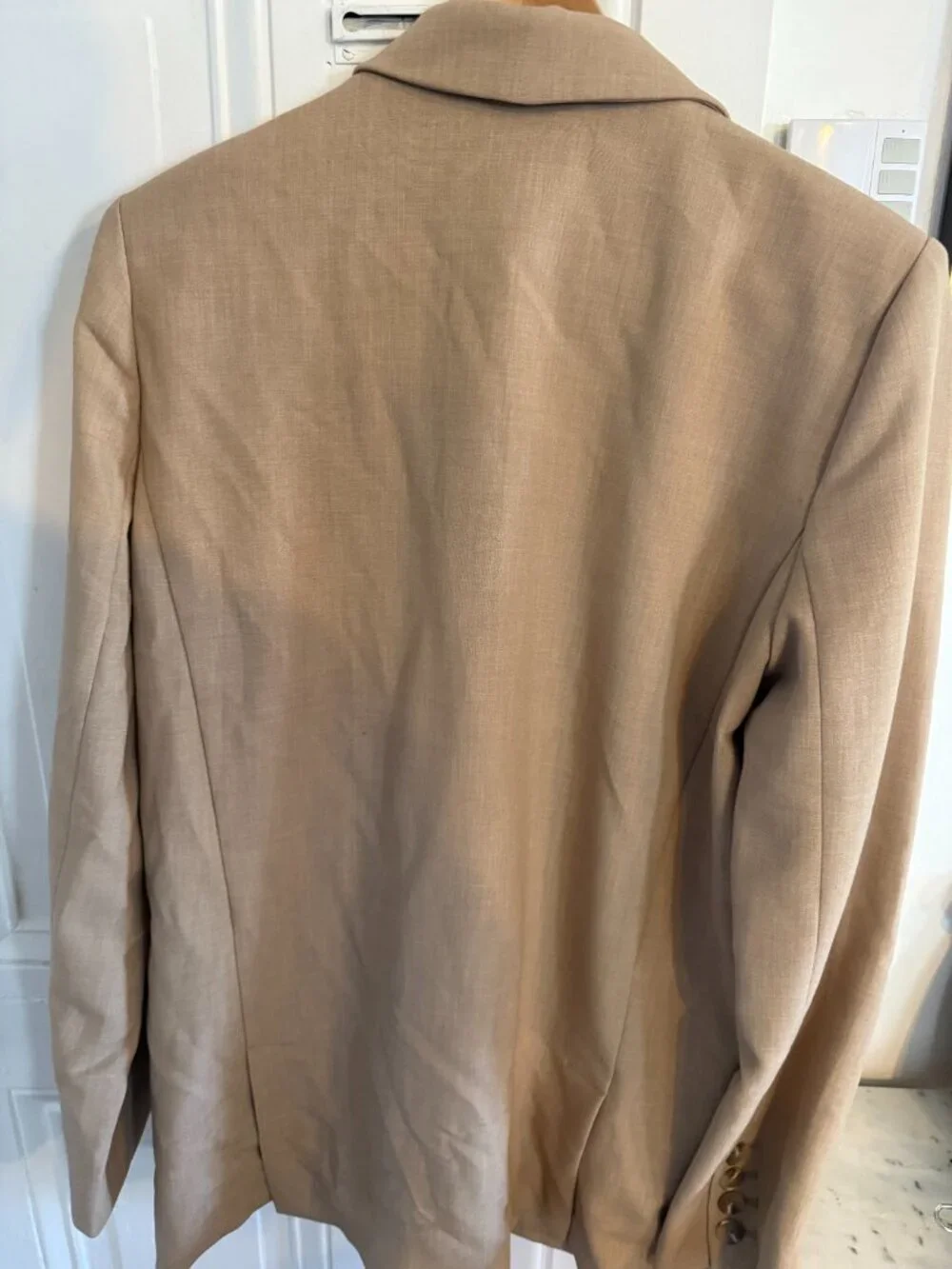 ANTHROPOLOGIE Maeve Double-Breasted Oversized Tan Beige Blazer Jacket Size 10